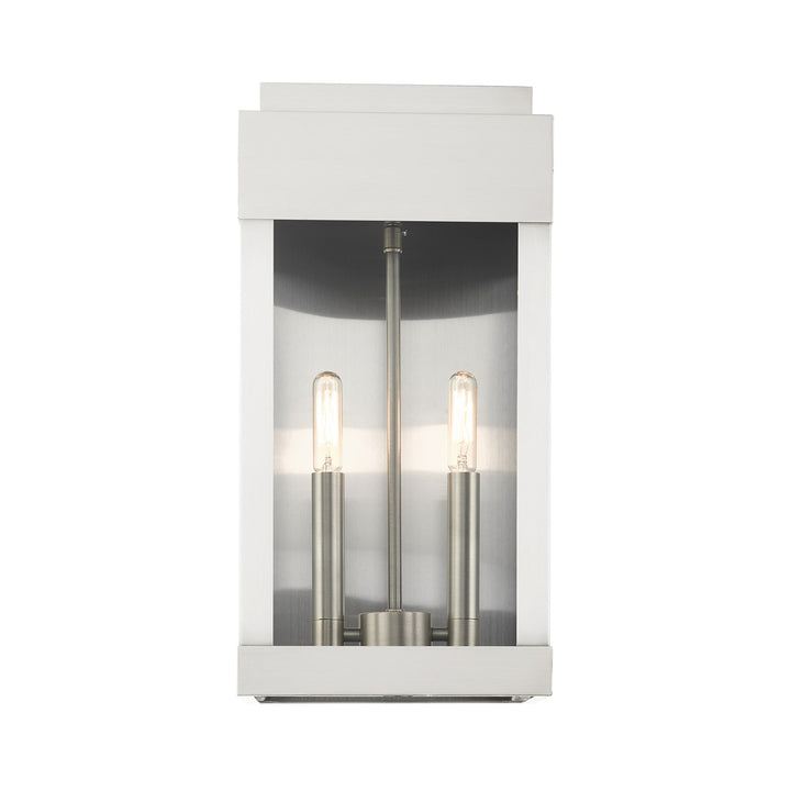 2 Light Brushed Nickel Outdoor Wall Lantern