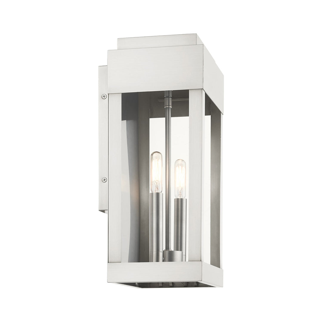 2 Light Brushed Nickel Outdoor Wall Lantern