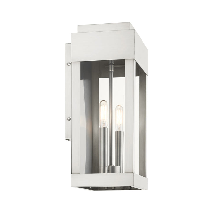 2 Light Brushed Nickel Outdoor Wall Lantern