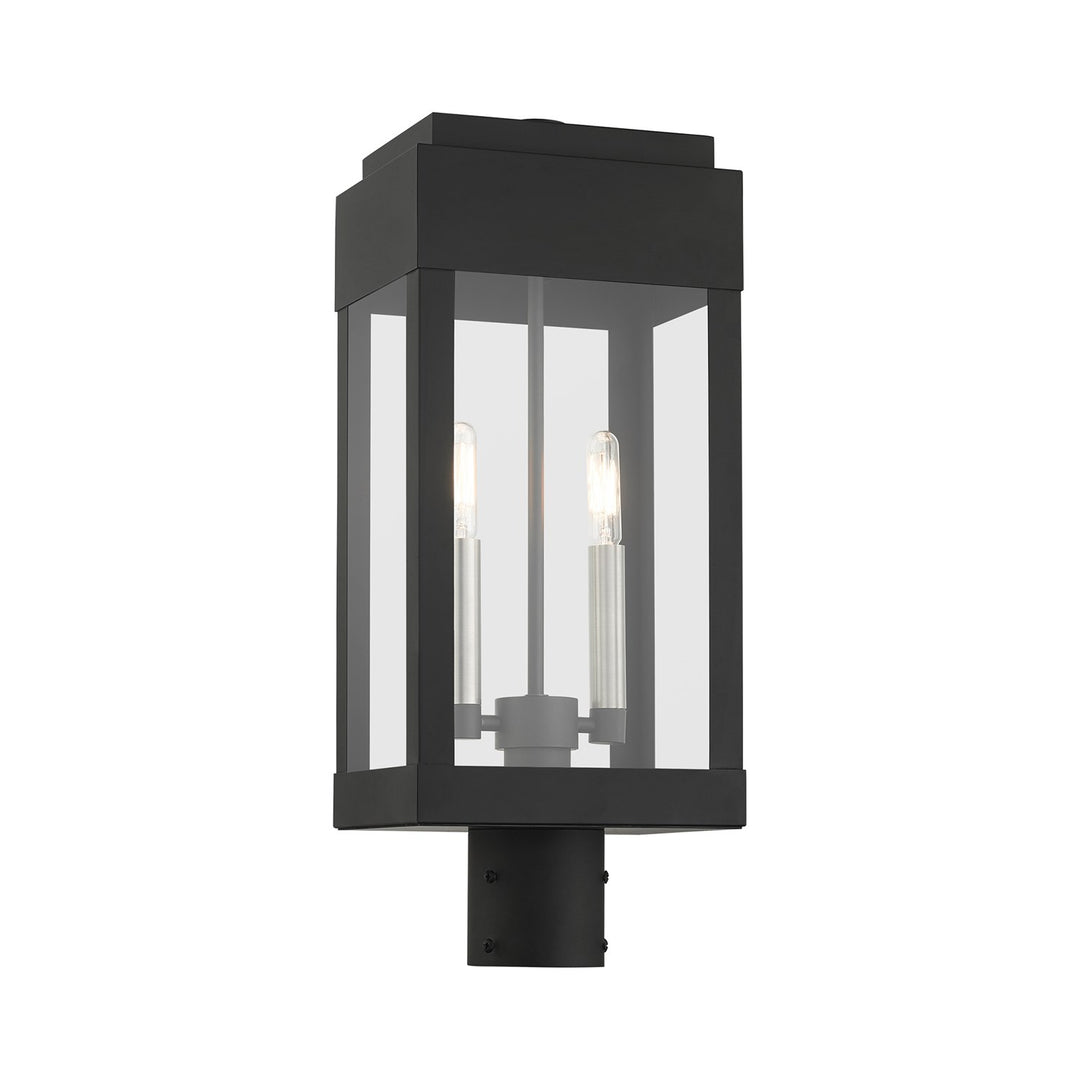2 Light Black Outdoor Post Top Lantern