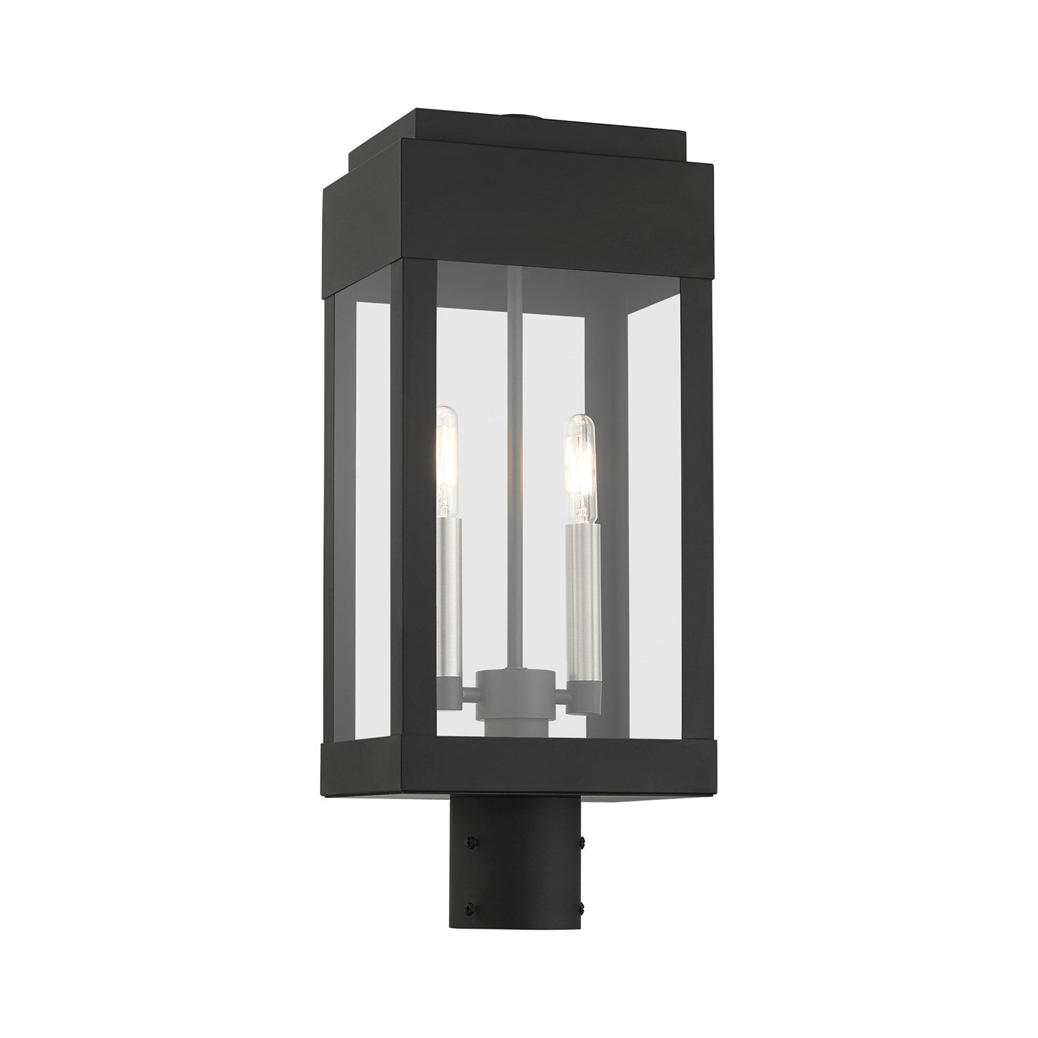 2 Light Black Outdoor Post Top Lantern