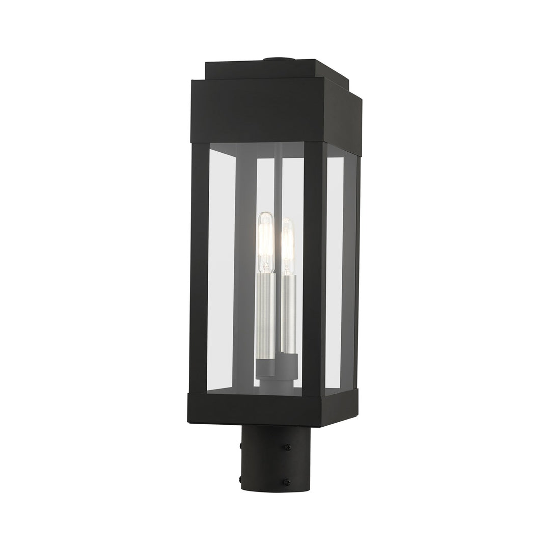2 Light Black Outdoor Post Top Lantern