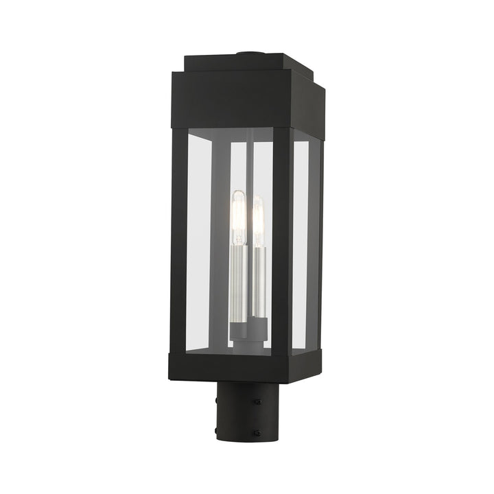 2 Light Black Outdoor Post Top Lantern