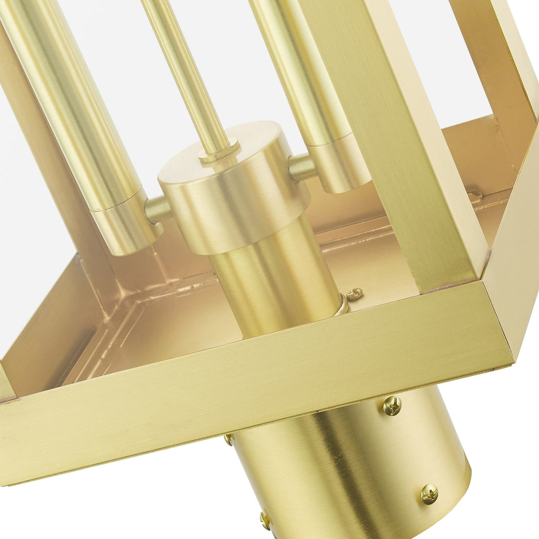 2 Light Satin Brass Outdoor Post Top Lantern