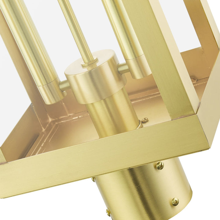 2 Light Satin Brass Outdoor Post Top Lantern