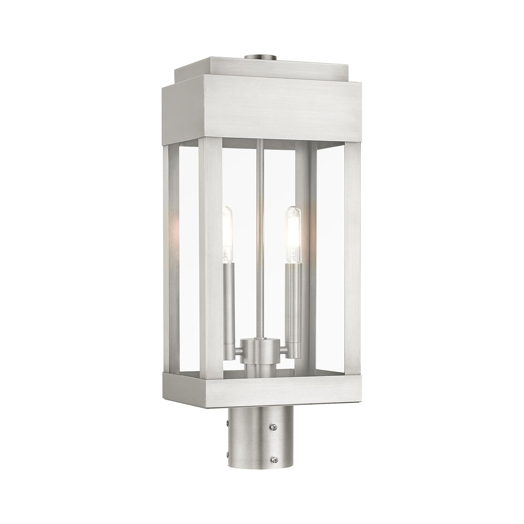 2 Light Brushed Nickel Outdoor Post Top Lantern by Livex Lighting