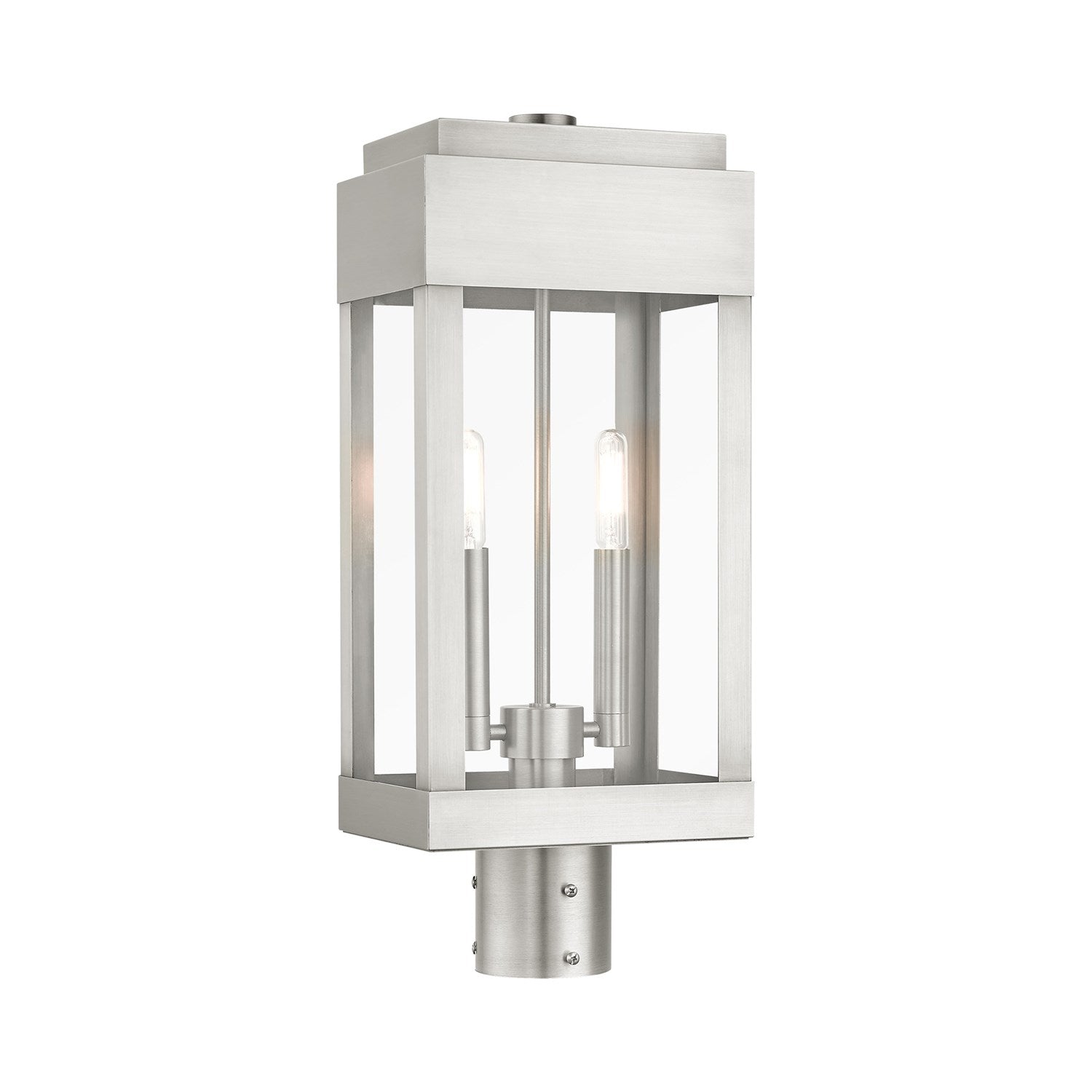 2 Light Brushed Nickel Outdoor Post Top Lantern by Livex Lighting