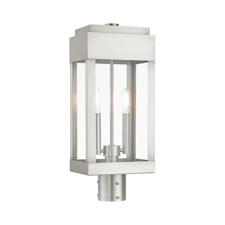 2 Light Brushed Nickel Outdoor Post Top Lantern by Livex Lighting