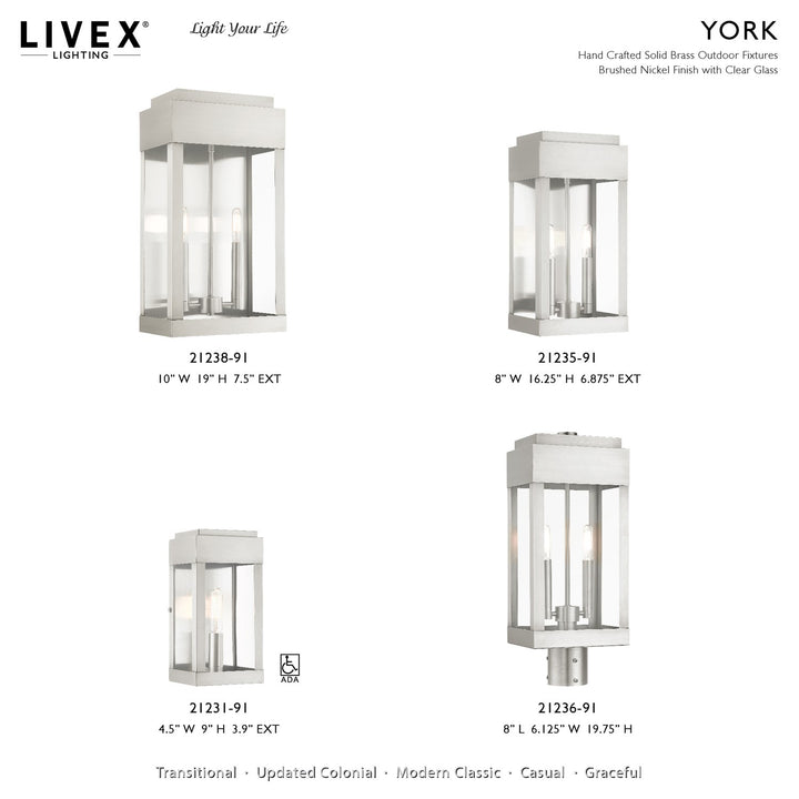 2 Light Brushed Nickel Outdoor Post Top Lantern