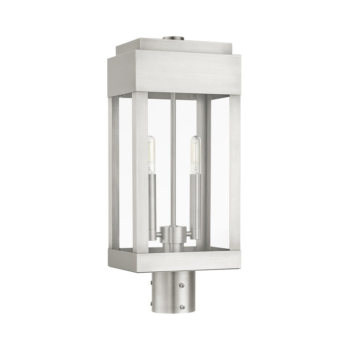 2 Light Brushed Nickel Outdoor Post Top Lantern