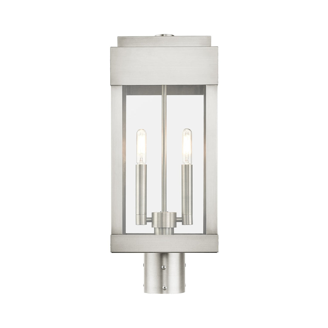 2 Light Brushed Nickel Outdoor Post Top Lantern