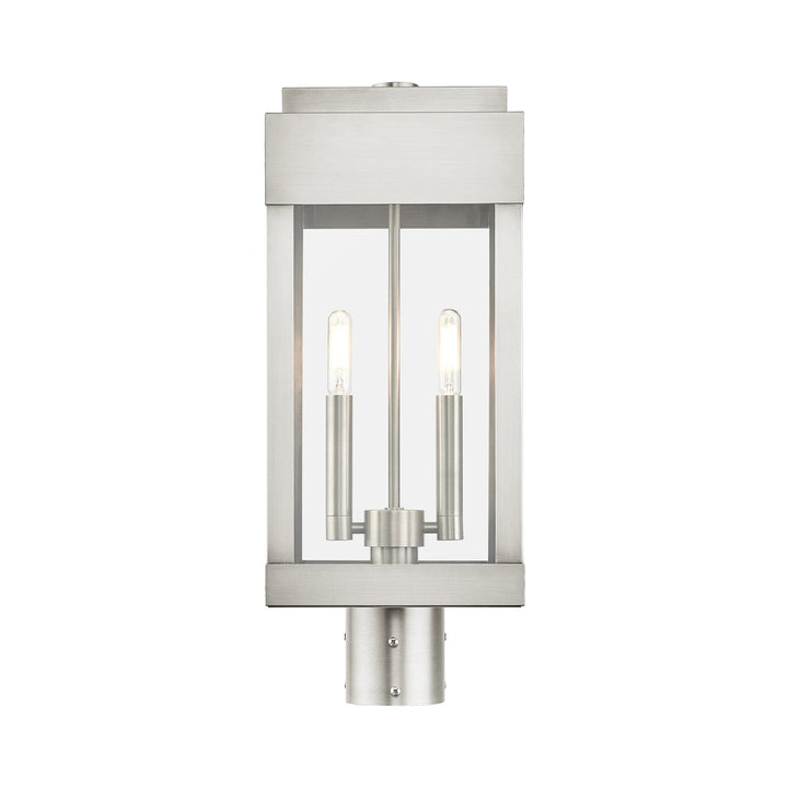 2 Light Brushed Nickel Outdoor Post Top Lantern