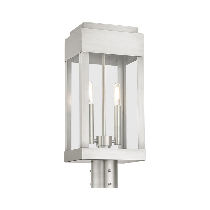 2 Light Brushed Nickel Outdoor Post Top Lantern