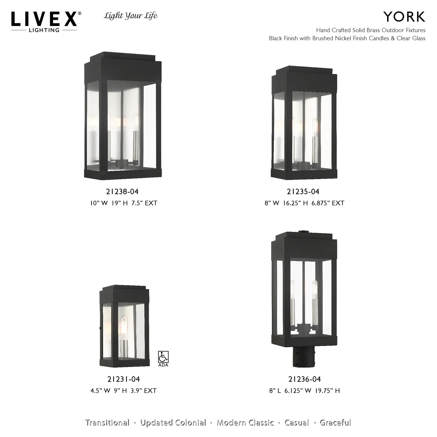 2 Light Black Outdoor Wall Lantern