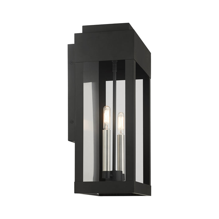 2 Light Black Outdoor Wall Lantern