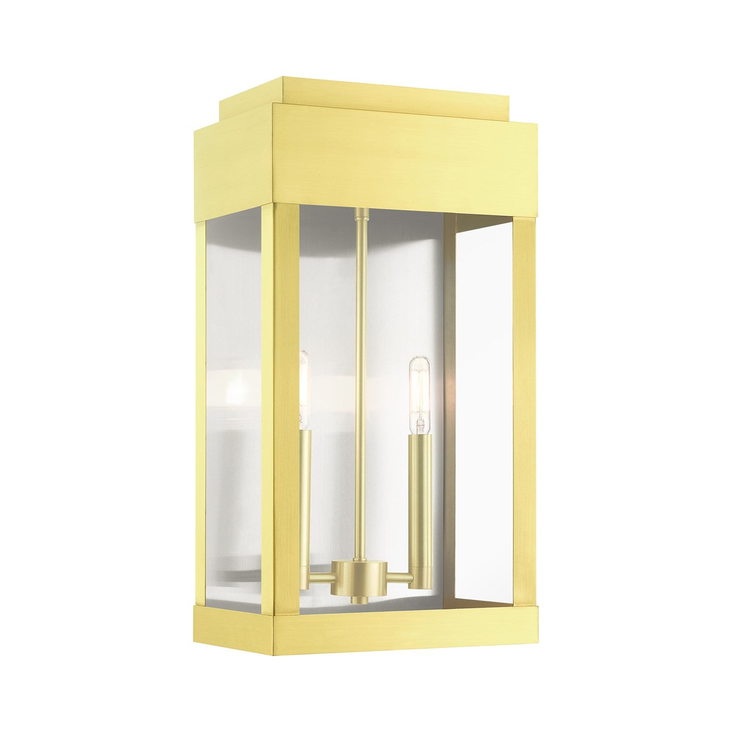 2 Light Satin Bras Outdoor Wall Lantern by Livex Lighting