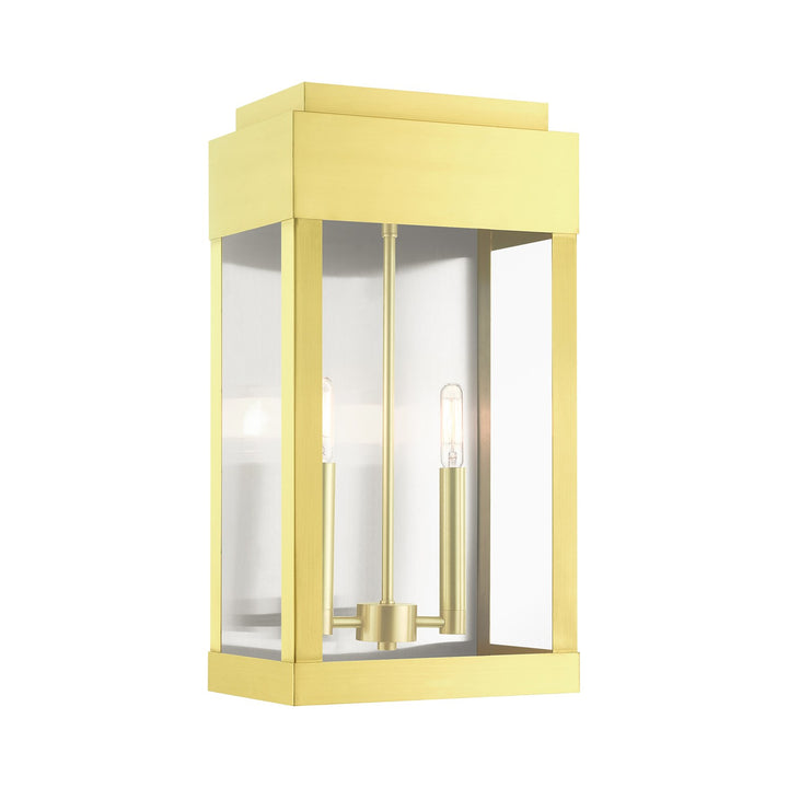 2 Light Satin Bras Outdoor Wall Lantern by Livex Lighting