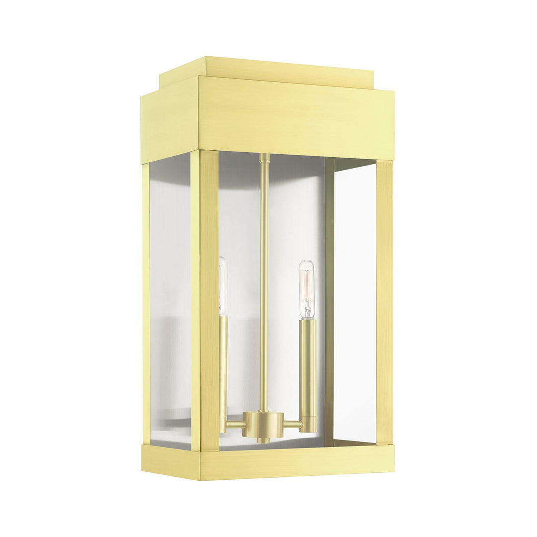2 Light Satin Bras Outdoor Wall Lantern