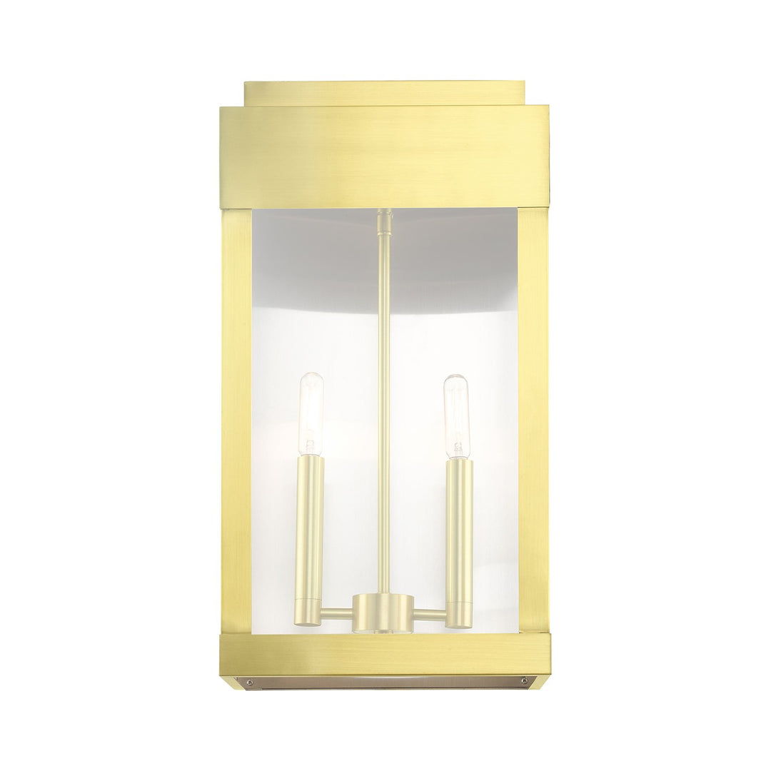 2 Light Satin Bras Outdoor Wall Lantern