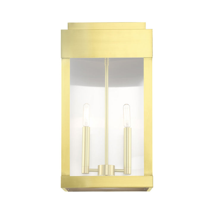 2 Light Satin Bras Outdoor Wall Lantern