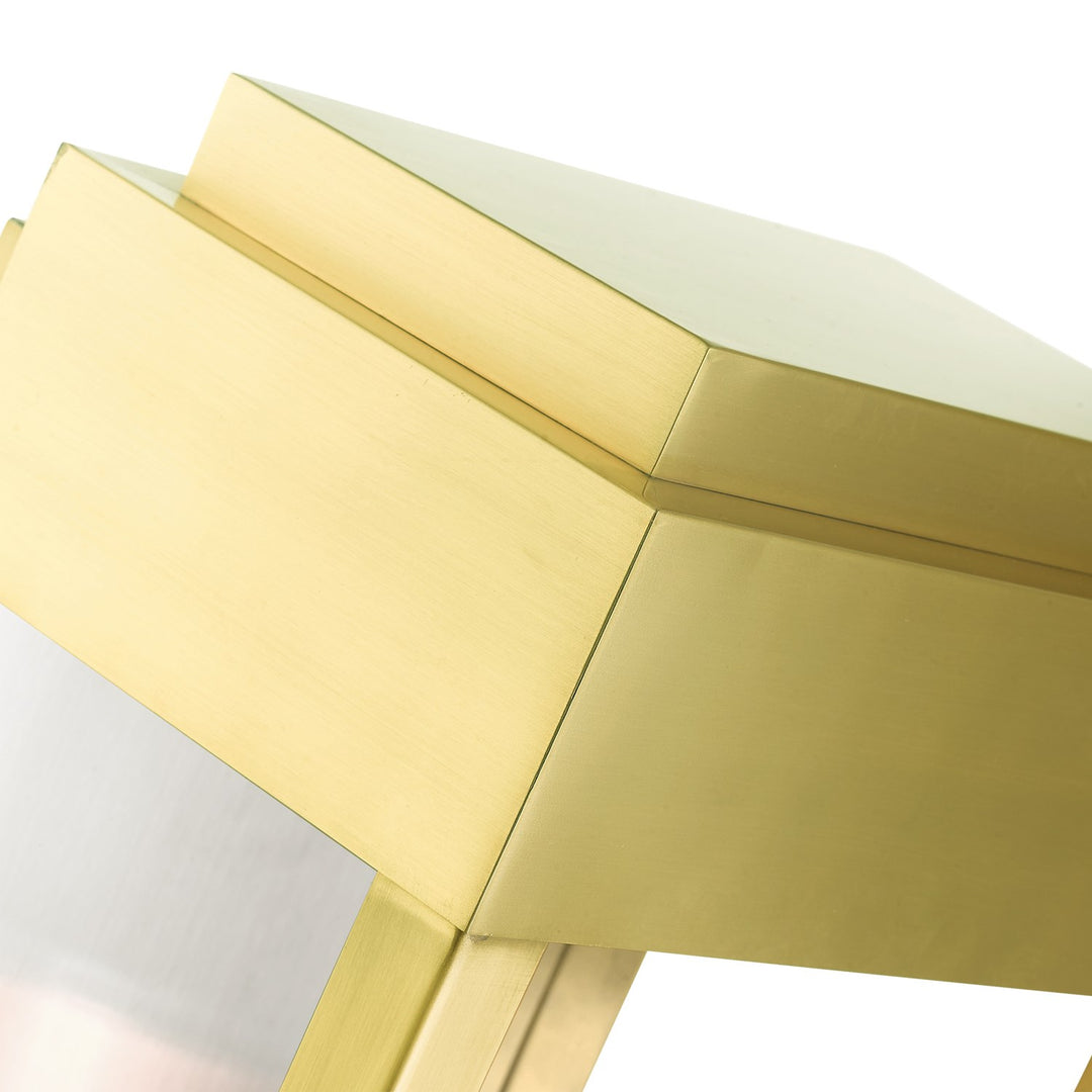2 Light Satin Bras Outdoor Wall Lantern