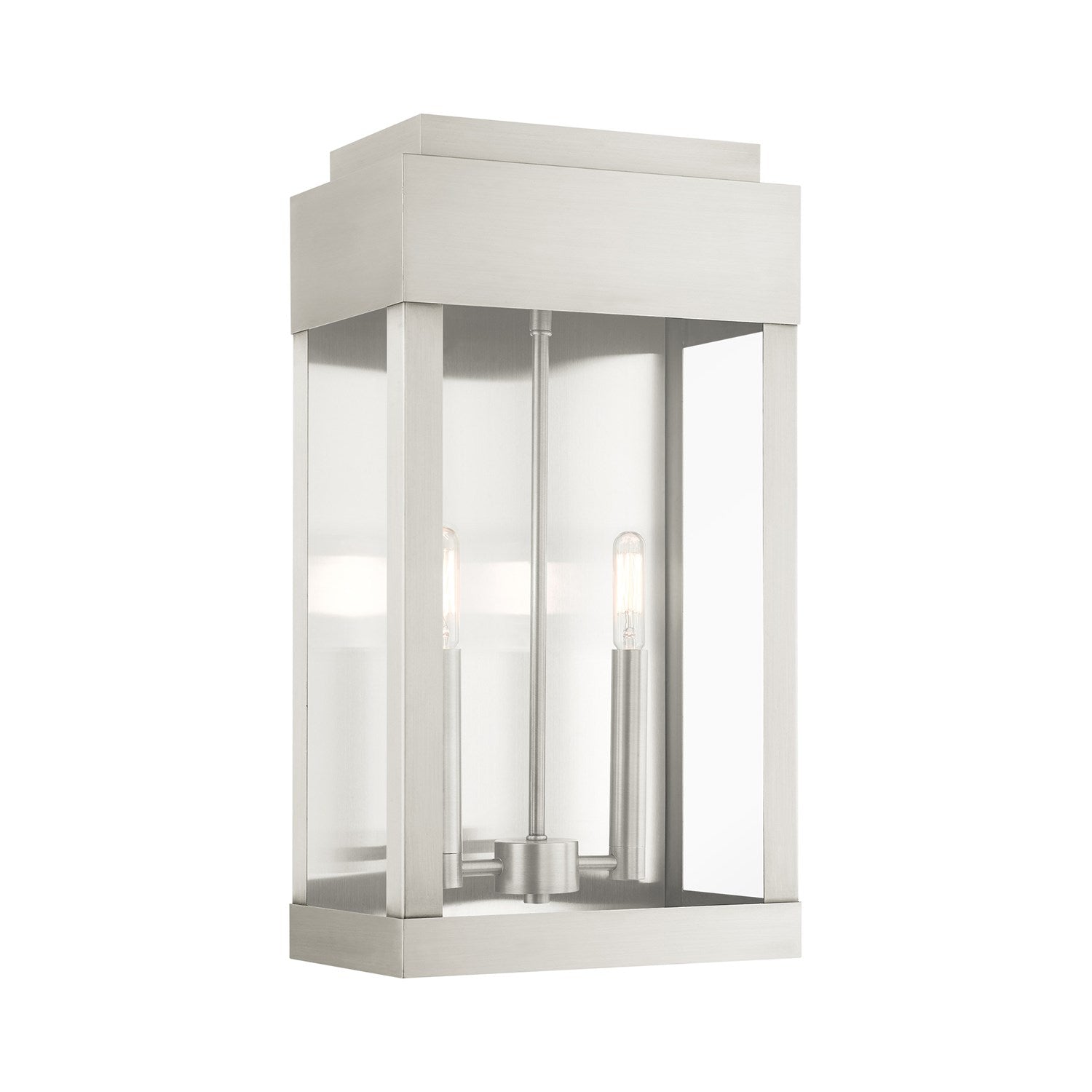 2 Light Brushed Nickel Outdoor Wall Lantern by Livex Lighting