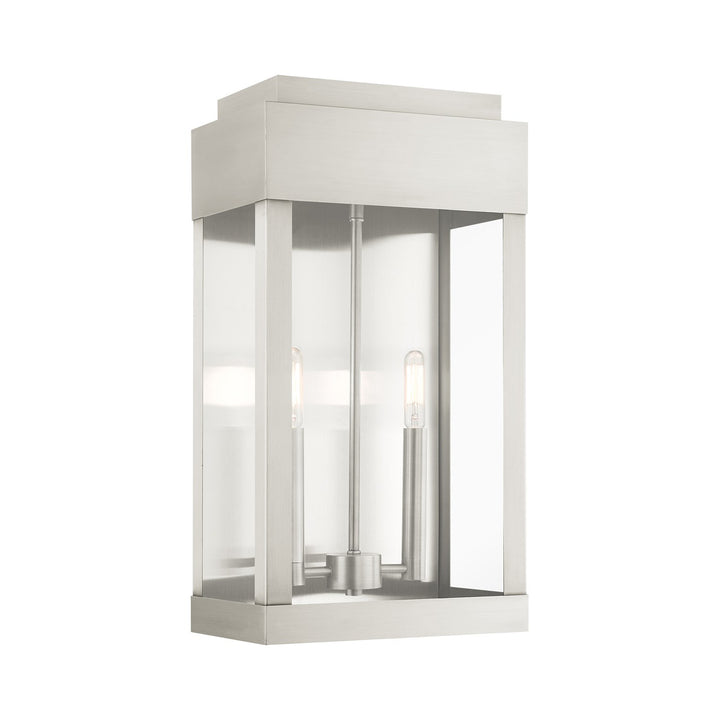 2 Light Brushed Nickel Outdoor Wall Lantern by Livex Lighting