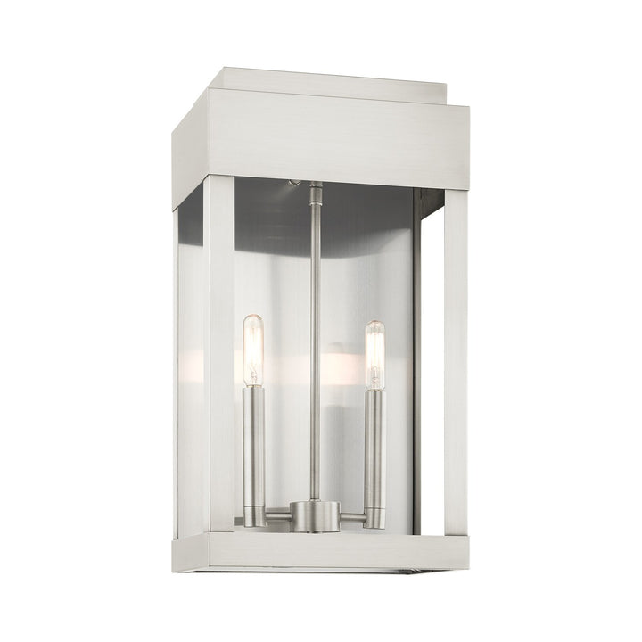 2 Light Brushed Nickel Outdoor Wall Lantern
