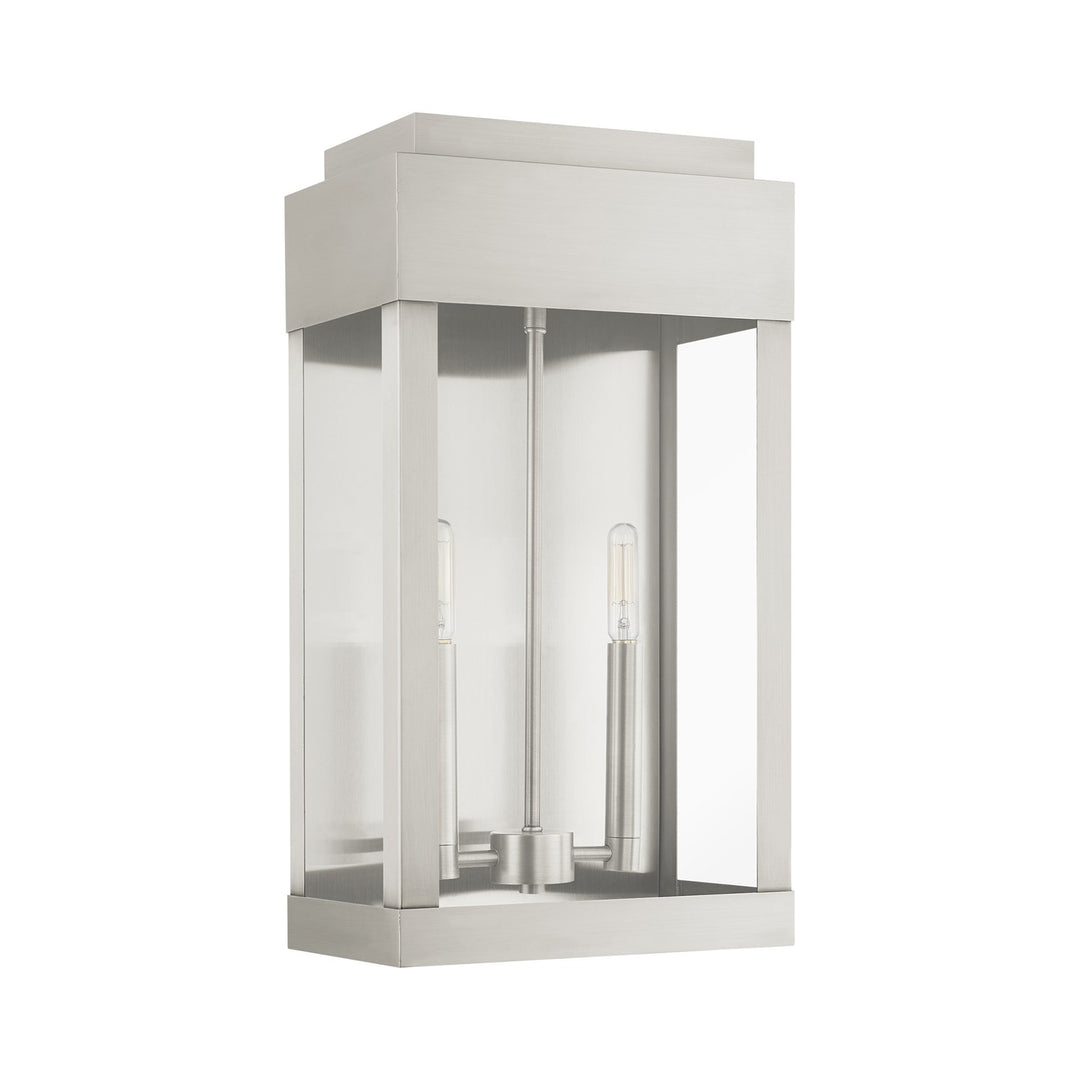 2 Light Brushed Nickel Outdoor Wall Lantern