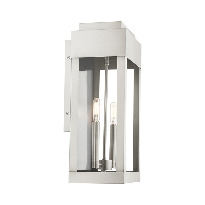 2 Light Brushed Nickel Outdoor Wall Lantern
