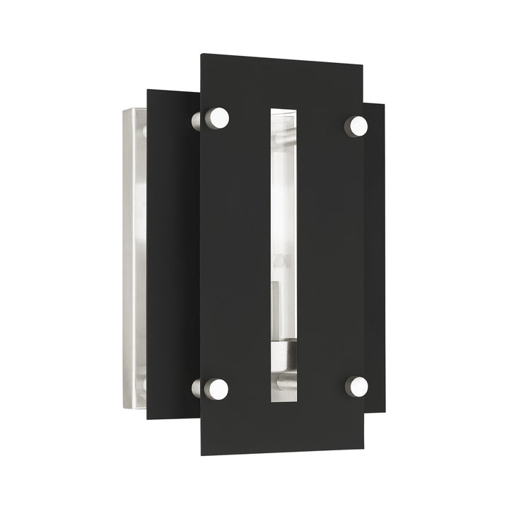 1 Light Black & Brushed Nickel Outdoor Wall Lantern by Livex Lighting