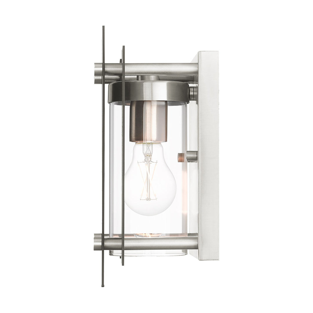 1 Light Black & Brushed Nickel Outdoor Wall Lantern