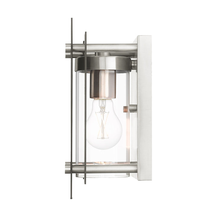 1 Light Black & Brushed Nickel Outdoor Wall Lantern
