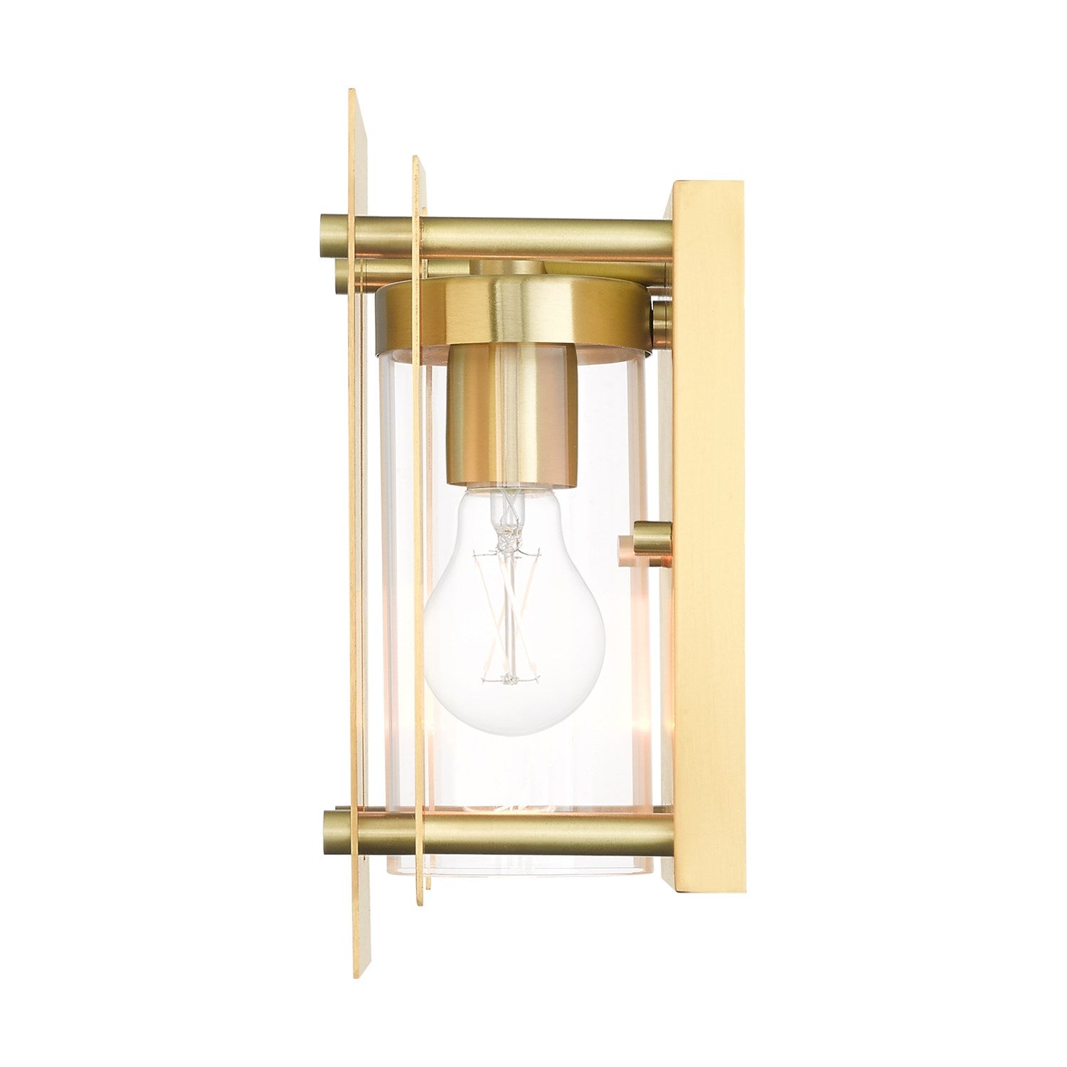 1 Light Satin Brass Outdoor Wall Lantern