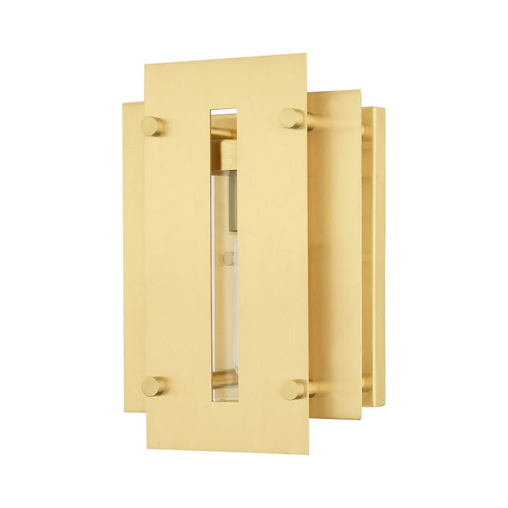 1 Light Satin Brass Outdoor Wall Lantern