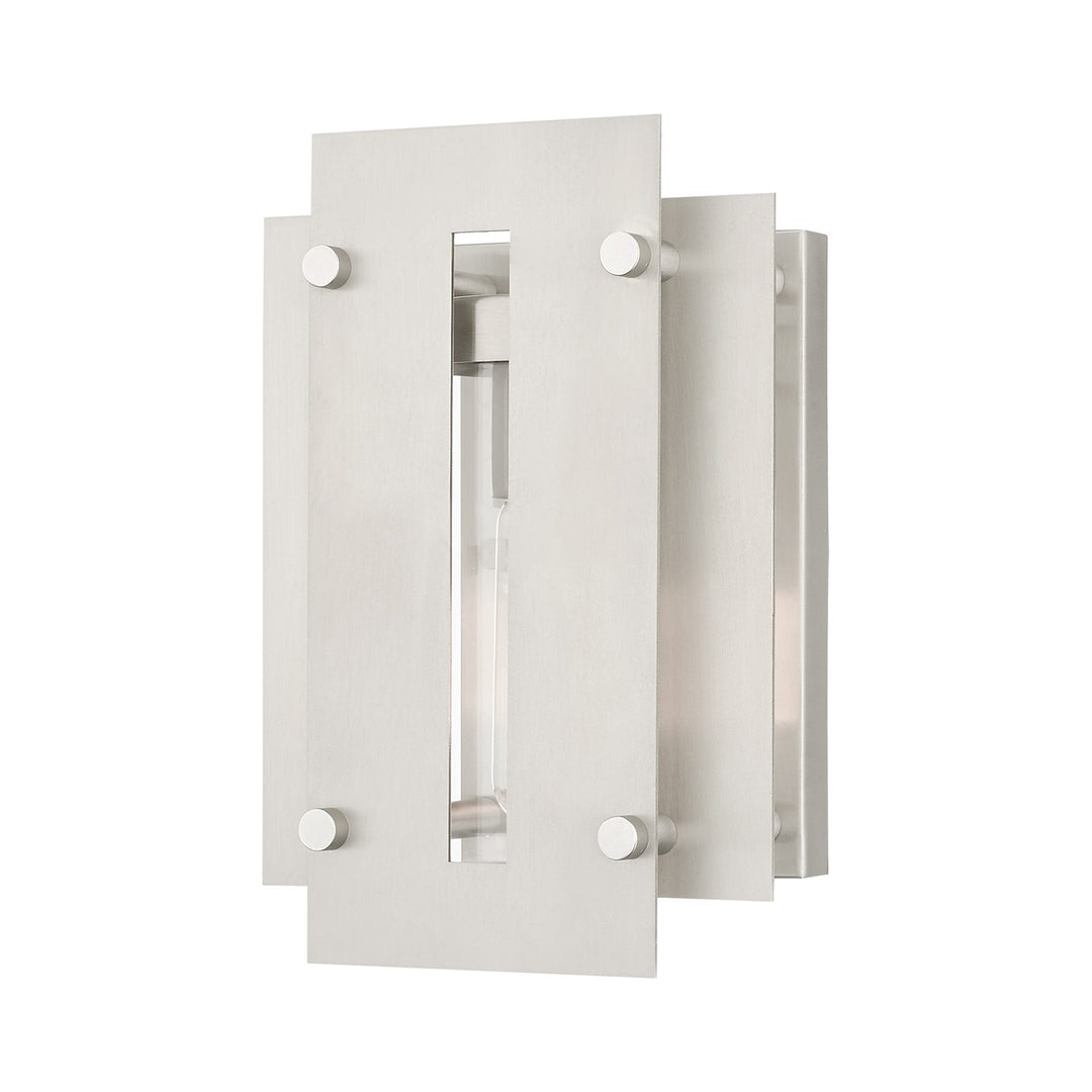 1 Light Brushed Nickel Outdoor Wall Lantern by Livex Lighting
