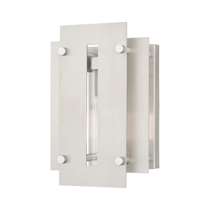 1 Light Brushed Nickel Outdoor Wall Lantern by Livex Lighting