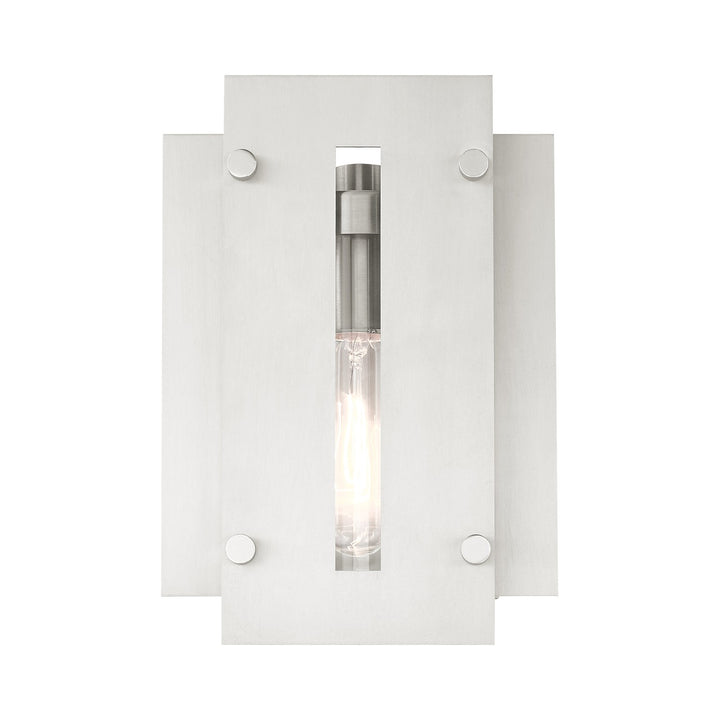 1 Light Brushed Nickel Outdoor Wall Lantern