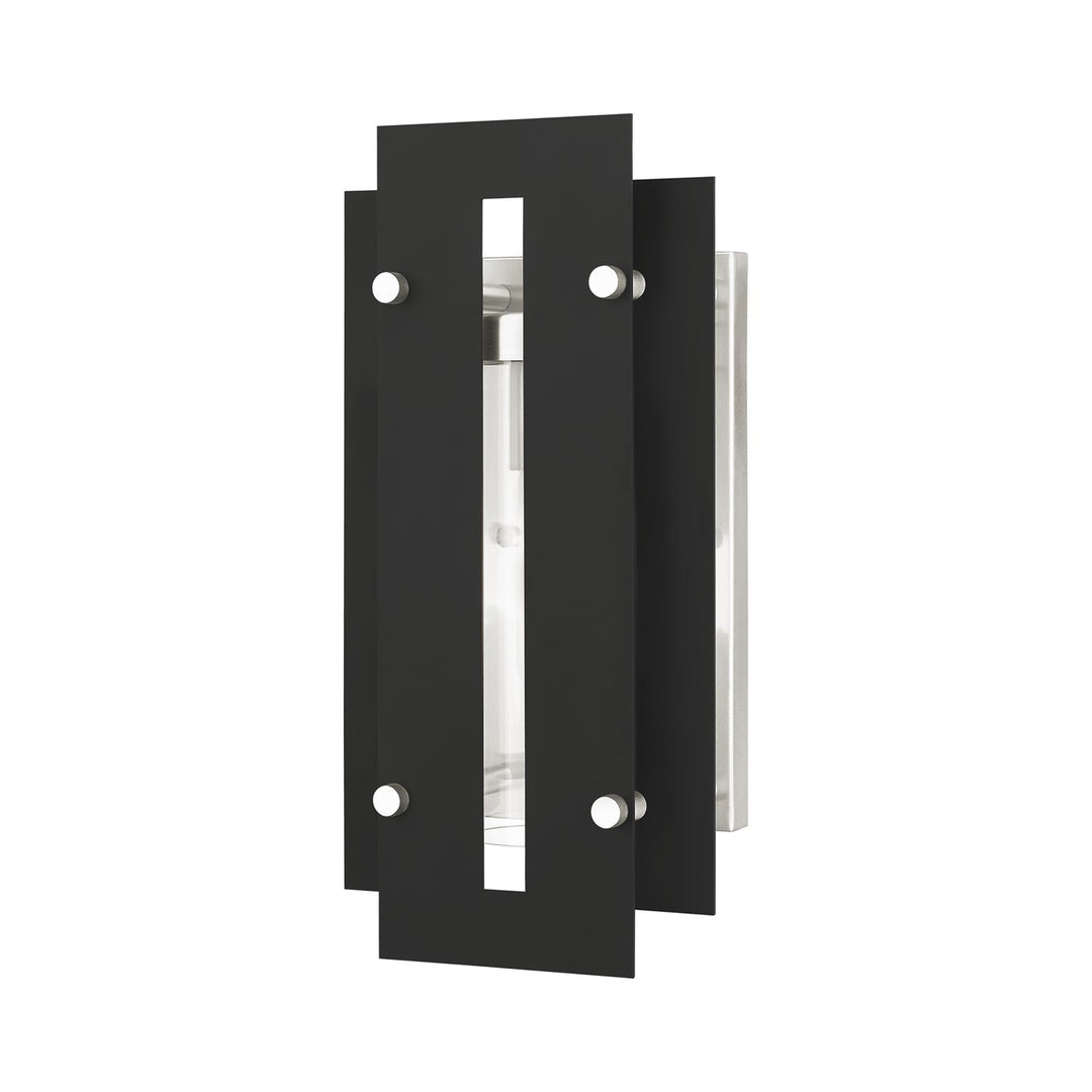 1 Light Black & Brushed Nickel Outdoor Wall Lantern by Livex Lighting