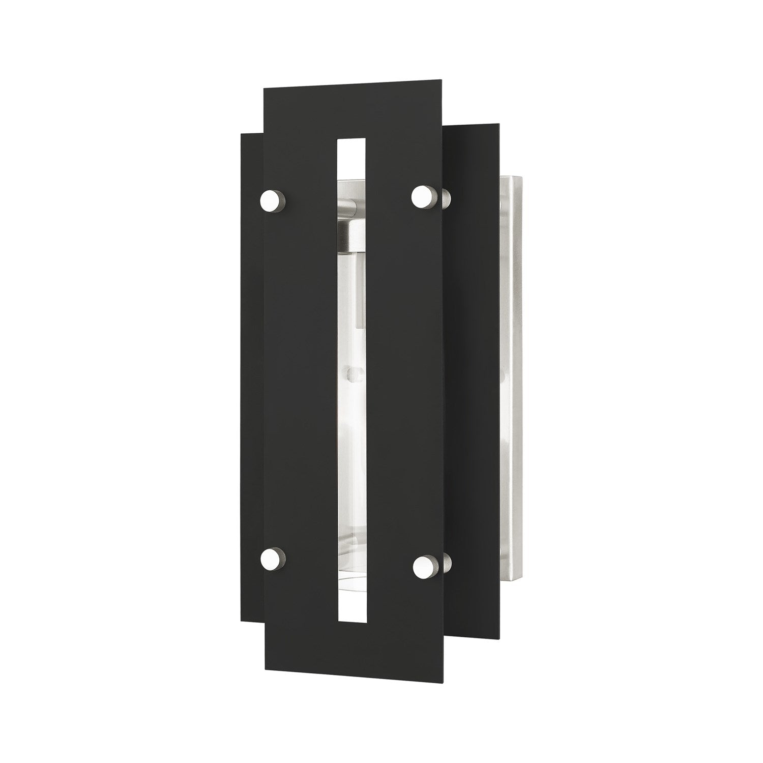 1 Light Black & Brushed Nickel Outdoor Wall Lantern by Livex Lighting