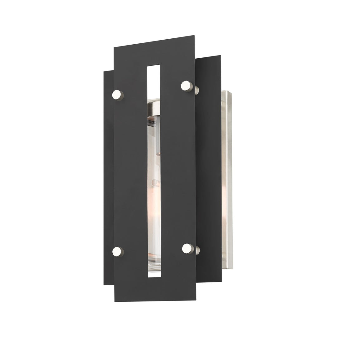 1 Light Black & Brushed Nickel Outdoor Wall Lantern