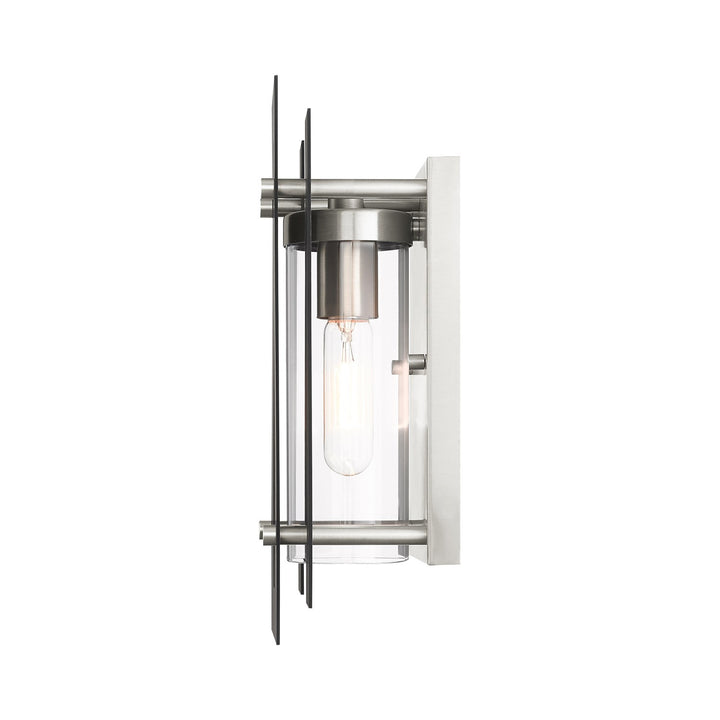 1 Light Black & Brushed Nickel Outdoor Wall Lantern