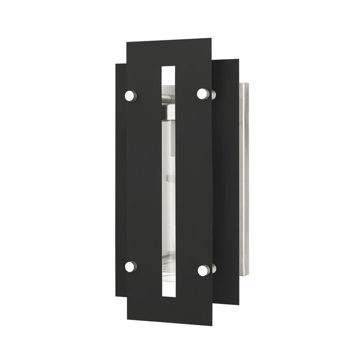 1 Light Black & Brushed Nickel Outdoor Wall Lantern