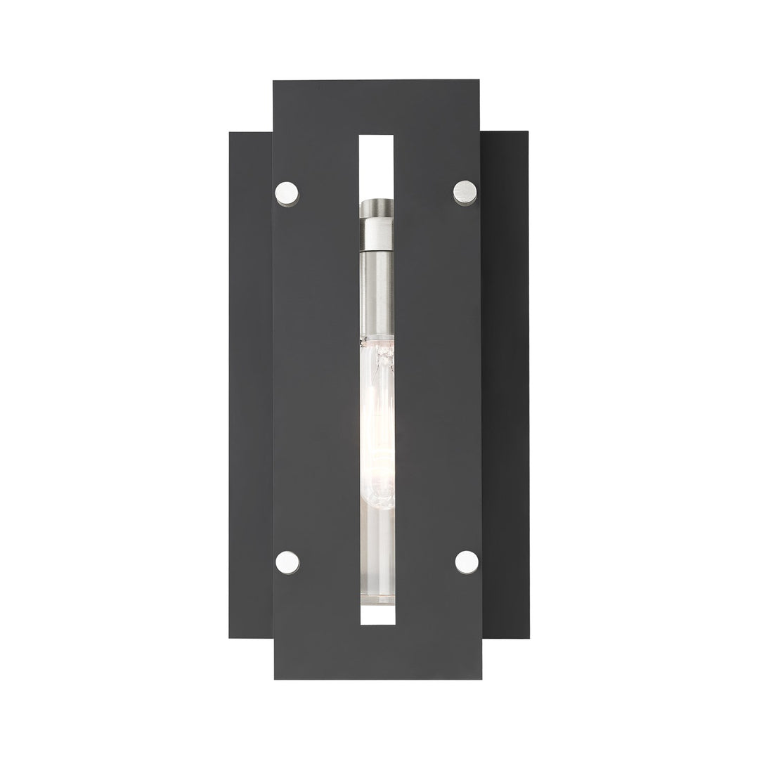 1 Light Black & Brushed Nickel Outdoor Wall Lantern