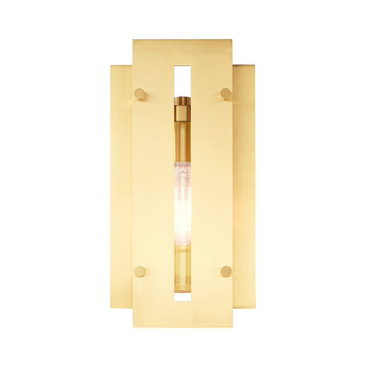 1 Light Satin Brass Outdoor Wall Lantern