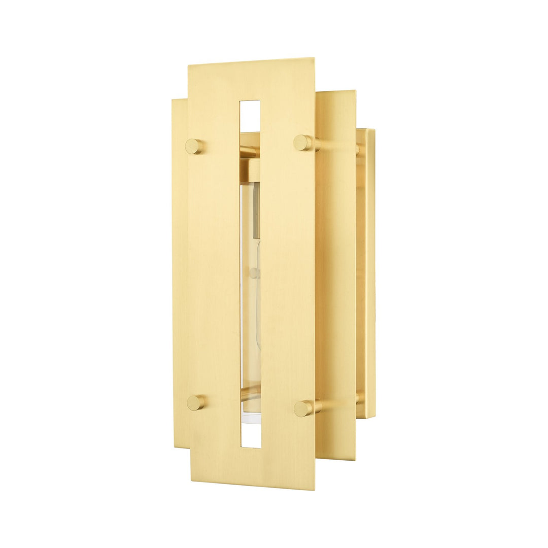 1 Light Satin Brass Outdoor Wall Lantern