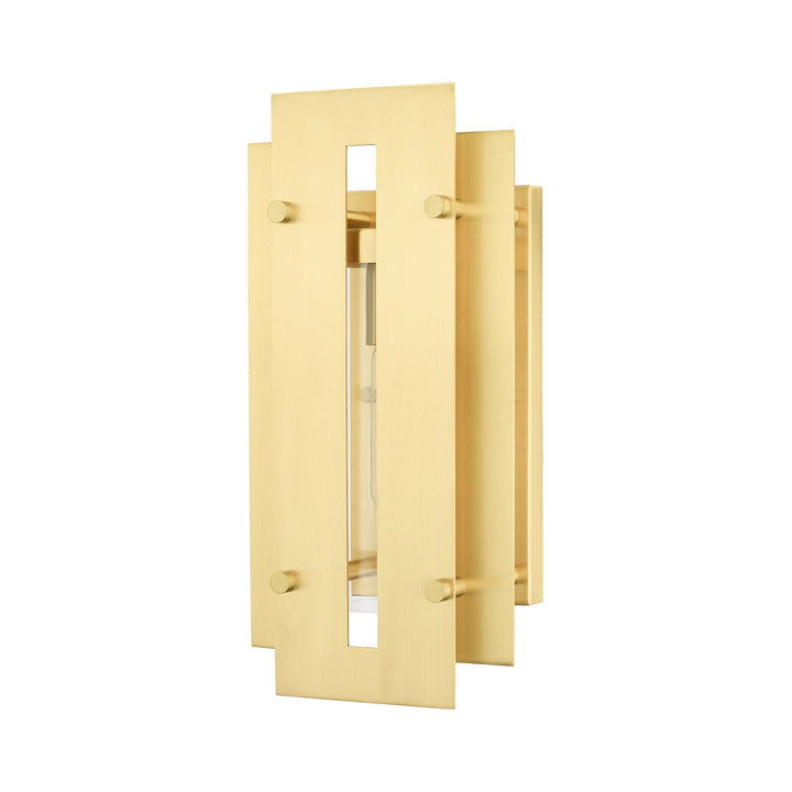1 Light Satin Brass Outdoor Wall Lantern