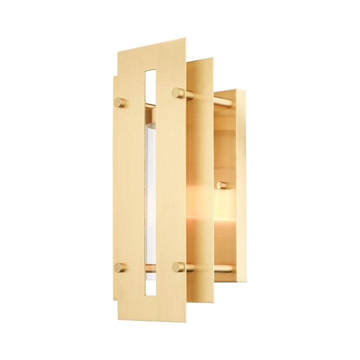 1 Light Satin Brass Outdoor Wall Lantern