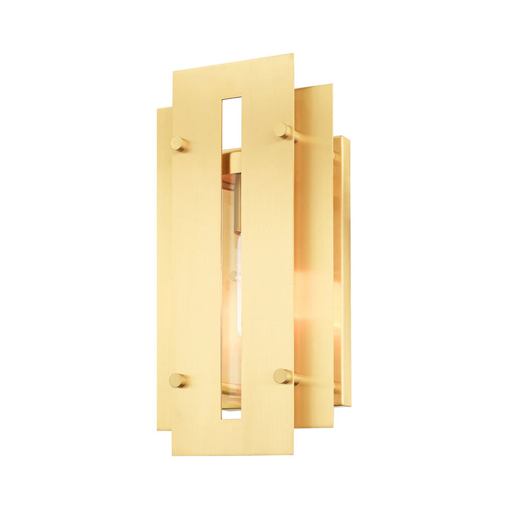 1 Light Satin Brass Outdoor Wall Lantern