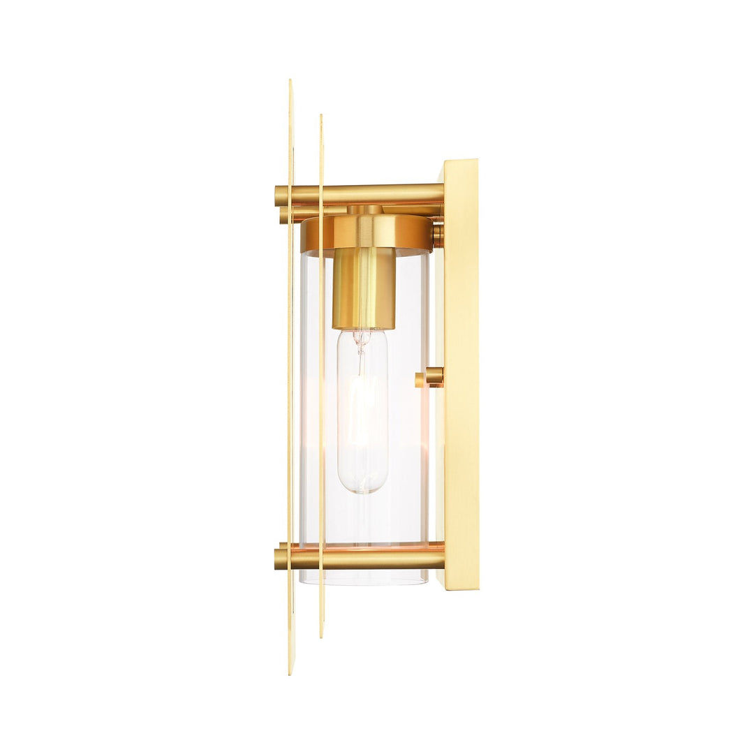 1 Light Satin Brass Outdoor Wall Lantern